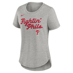 Heather Gray Philadelphia Phillies Nike Women's Script Tri-Blend T-Shirt