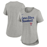 Heather Gray Texas Rangers Nike Women's Script Tri-Blend T-Shirt