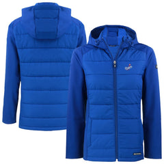 Royal Los Angeles Dodgers Cutter & Buck Women's Evoke Hybrid Eco Softshell Recycled Full-Zip Hoodie Jacket