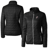 Black Cincinnati Reds Cutter & Buck Women's Cooperstown Collection Rainier PrimaLoft Eco Insulated Full-Zip Puffer Jacket