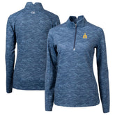 Navy Seattle Mariners Cutter & Buck Women's Traverse Camo Print Stretch Quarter-Zip Top