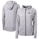 Gray Los Angeles Dodgers Cutter & Buck Women's Adapt Eco Knit Hybrid Recycled Full-Zip Hoodie