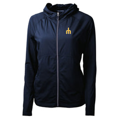 Navy Seattle Mariners Cutter & Buck Women's Adapt Eco Knit Hybrid Recycled Full-Zip Hoodie