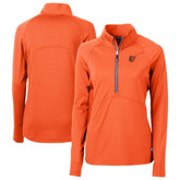 Orange Baltimore Orioles Cutter & Buck Women's DryTec Adapt Eco Knit Stretch Recycled Raglan Half-Zip Top