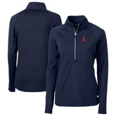 Navy Boston Red Sox Cutter & Buck Women's DryTec Adapt Eco Knit Stretch Recycled Raglan Half-Zip Top