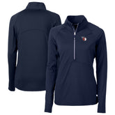 Navy Cleveland Guardians Cutter & Buck Women's DryTec Adapt Eco Knit Stretch Recycled Raglan Half-Zip Top