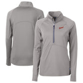 Gray Detroit Tigers Cutter & Buck Women's DryTec Adapt Eco Knit Stretch Recycled Raglan Half-Zip Top