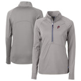 Gray Philadelphia Phillies Cutter & Buck Women's Cooperstown Collection DryTec Adapt Eco Knit Stretch Recycled Raglan Half-Zip Top