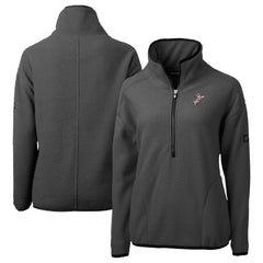 Charcoal Cincinnati Reds Cutter & Buck Women's Cooperstown Collection Cascade Eco Sherpa Fleece Half-Zip Pullover Jacket