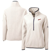Cream Detroit Tigers Cutter & Buck Women's Cascade Eco Sherpa Fleece Half-Zip Pullover Jacket