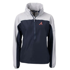 Navy Atlanta Braves Cutter & Buck Women's Charter Eco Recycled Half-Zip Anorak Jacket
