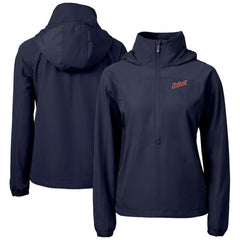 Navy Detroit Tigers Cutter & Buck Women's Charter Eco Recycled Half-Zip Anorak Jacket