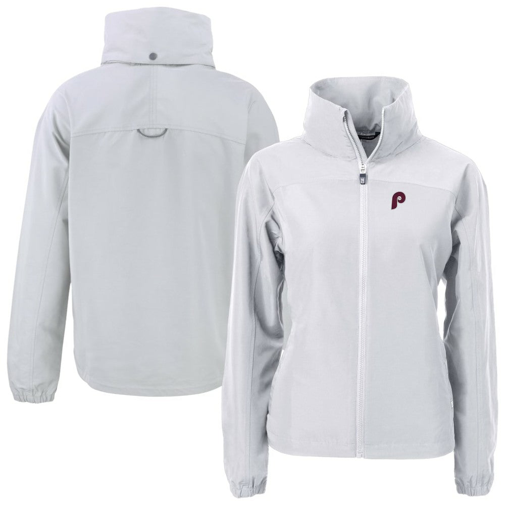 Gray Philadelphia Phillies Cutter & Buck Women's Cooperstown Collection Charter Eco Recycled Full-Zip Jacket