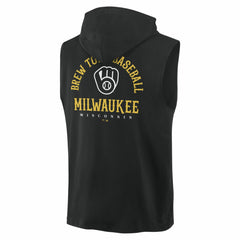 Black Milwaukee Brewers Fanatics Fire Speed Sleeveless Pullover Hoodie