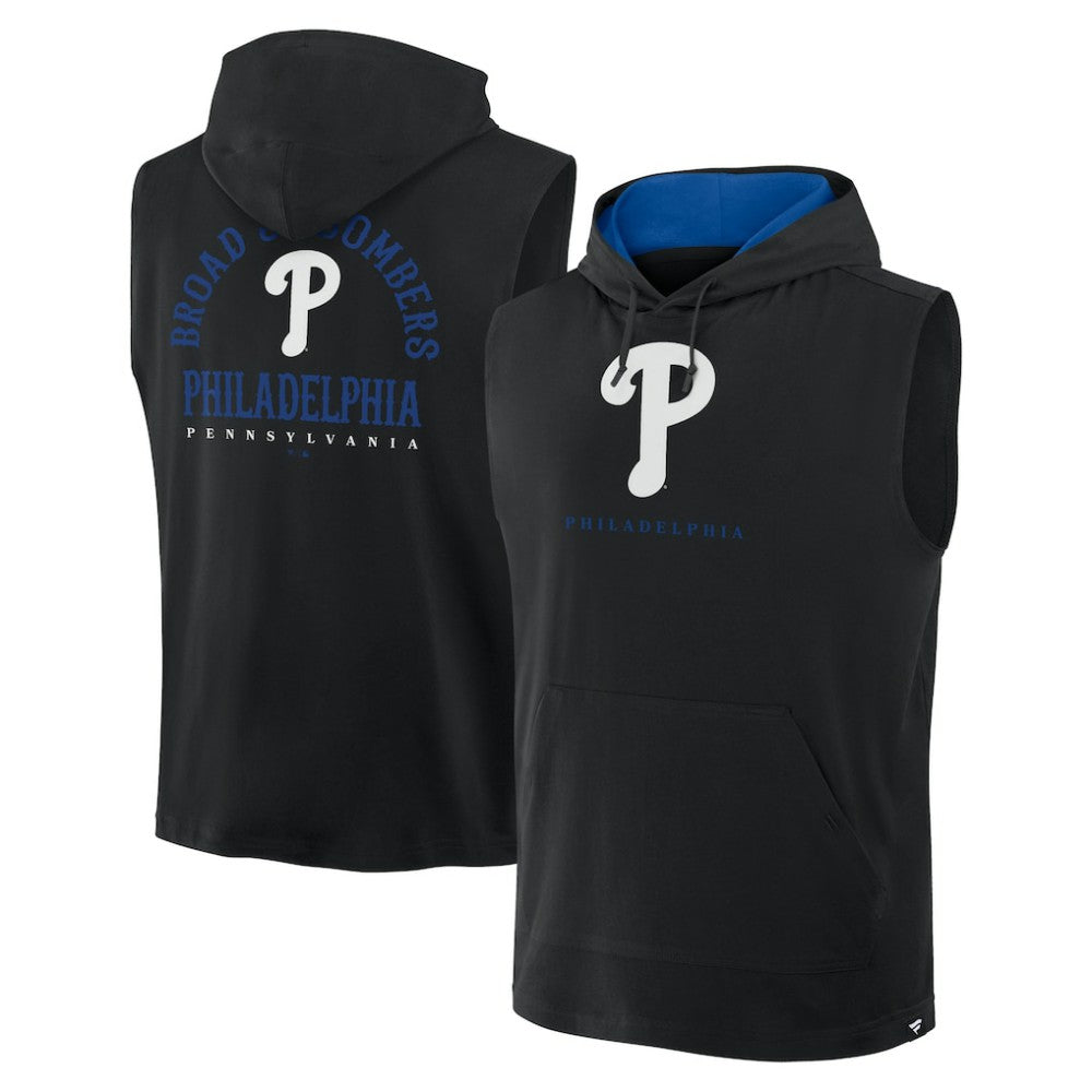 Black Philadelphia Phillies Fanatics Fire Speed Sleeveless Pullover Hoodie