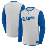 Gray/Royal Los Angeles Dodgers Fanatics Clubhouse Long Sleeve Henley Shirt