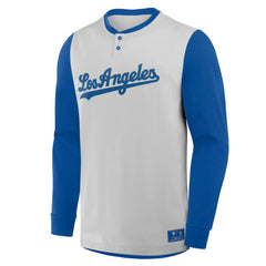 Gray/Royal Los Angeles Dodgers Fanatics Clubhouse Long Sleeve Henley Shirt