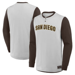 Gray/Brown San Diego Padres Fanatics Clubhouse Long Sleeve Henley Shirt