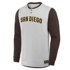 Gray/Brown San Diego Padres Fanatics Clubhouse Long Sleeve Henley Shirt