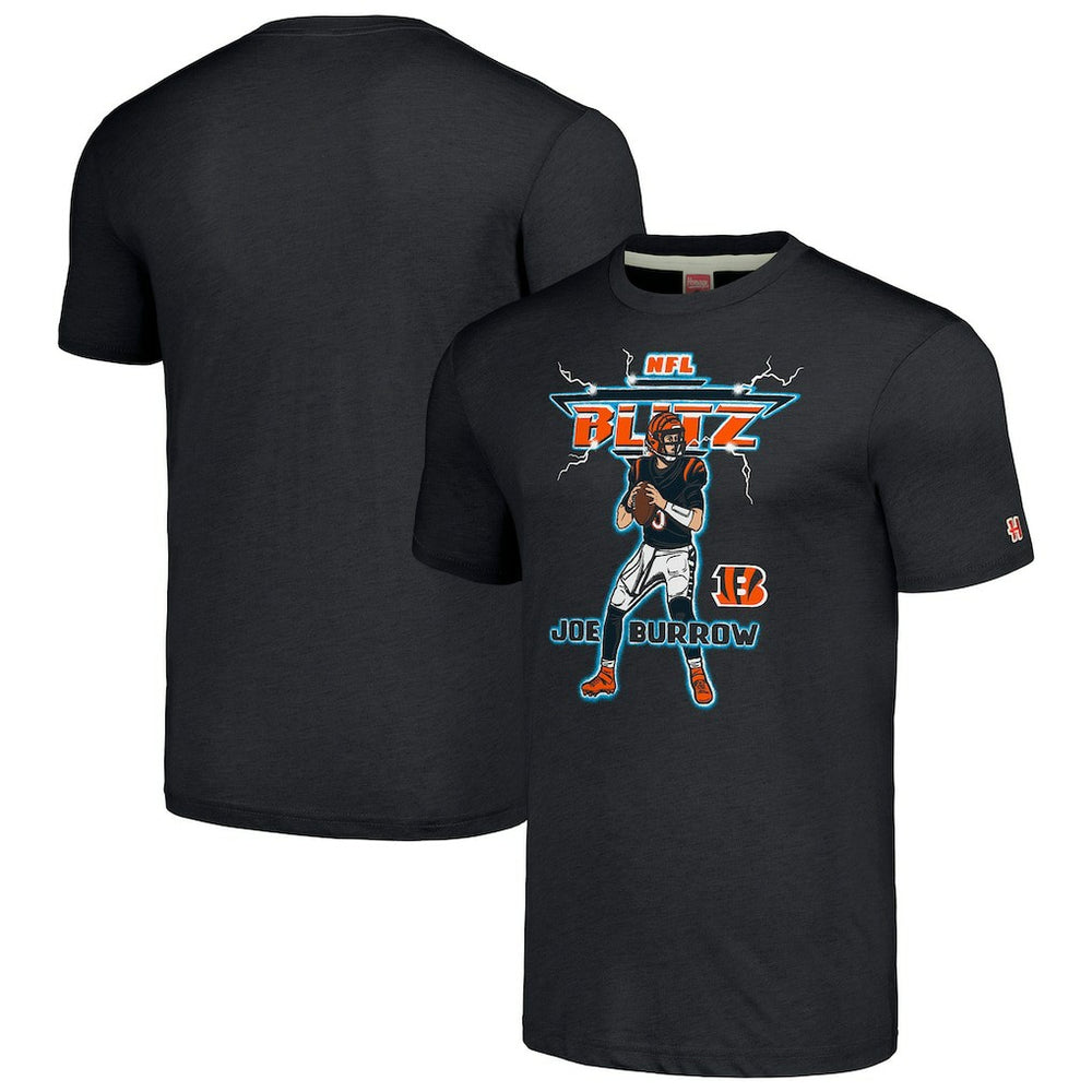 Joe Burrow Homage Unisex NFL Blitz Player Tri-Blend T-Shirt - Cincinnati Bengals T-shirts
