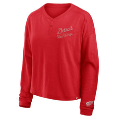 NHL Detroit Red Wings Fanatics Women's Oversized All Out Effort Long Sleeve Henley T-Shirt