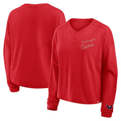 NHL Washington Capitals Fanatics Women's Oversized All Out Effort Long Sleeve Henley T-Shirt