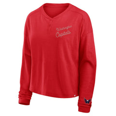 NHL Washington Capitals Fanatics Women's Oversized All Out Effort Long Sleeve Henley T-Shirt