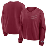 NHL Colorado Avalanche Fanatics Women's Oversized All Out Effort Long Sleeve Henley T-Shirt