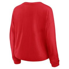 NHL New Jersey Devils Fanatics Women's Oversized All Out Effort Long Sleeve Henley T-Shirt