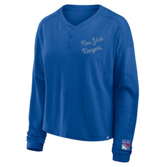 NHL New York Rangers Fanatics Women's Oversized All Out Effort Long Sleeve Henley T-Shirt
