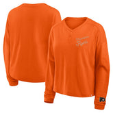 NHL Philadelphia Flyers Fanatics Women's Oversized All Out Effort Long Sleeve Henley T-Shirt