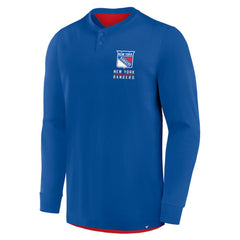 NHL New York Rangers Fanatics Adrenaline Push Long Sleeve Henley Shirt
