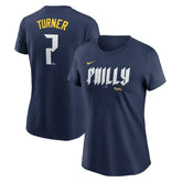 Royal Trea Turner Philadelphia Phillies Nike Women's 2024 City Connect Fuse Player Name & Number T-Shirt