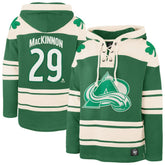 NHL Nathan MacKinnon Colorado Avalanche '47 St. Patrick's Day Player Name & Number Lacer Pullover Hoodie