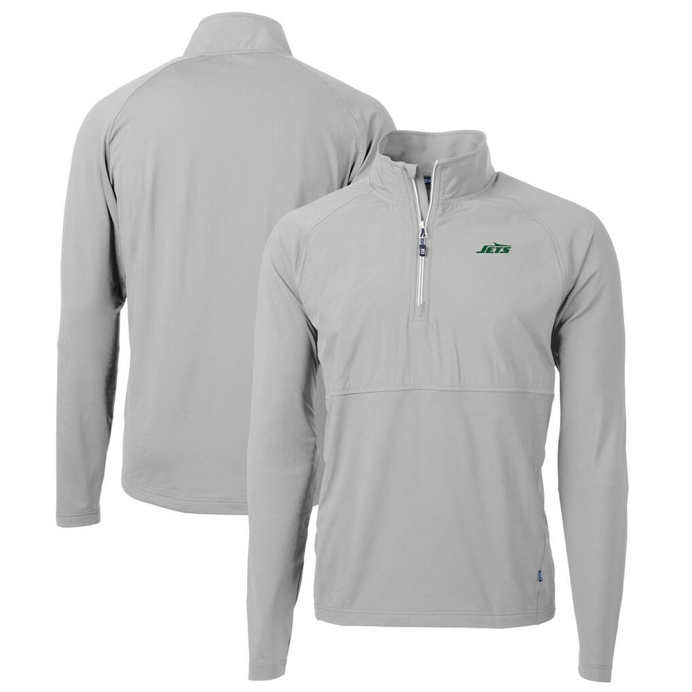 Cutter & Buck Primary Logo Adapt Eco Knit Hybrid Recycled Raglan Quarter-Zip Top - New York Jets Tops