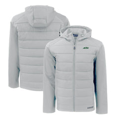 Cutter & Buck Primary Logo Evoke Hybrid Eco Softshell Recycled Full-Zip Hooded Jacket - New York Jets Jackets