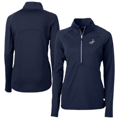 Navy Los Angeles Dodgers Cutter & Buck Women's Adapt Eco Knit Stretch Recycled Half-Zip DryTec Top