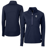 Navy Minnesota Twins Cutter & Buck Women's Adapt Eco Knit Stretch Recycled Half-Zip DryTec Top