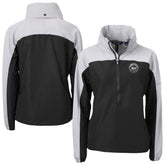 Black/Gray New York Mets Cutter & Buck Women's Charter Eco Recycled Half-Zip Anorak Jacket