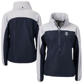 Navy/Gray Minnesota Twins Cutter & Buck Women's Charter Eco Recycled Half-Zip Anorak Jacket