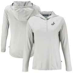 Gray Los Angeles Dodgers Cutter & Buck Women's Coastline Epic Comfort Eco Recycled Raglan Long Sleeve Hoodie T-Shirt