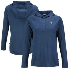 Navy Cleveland Guardians Cutter & Buck Women's Coastline Epic Comfort Eco Recycled Raglan Long Sleeve Hoodie T-Shirt