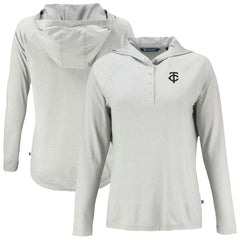 Gray Minnesota Twins Cutter & Buck Women's Coastline Epic Comfort Eco Recycled Raglan Long Sleeve Hoodie T-Shirt