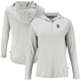 Gray San Diego Padres Cutter & Buck Women's Coastline Epic Comfort Eco Recycled Raglan Long Sleeve Hoodie T-Shirt