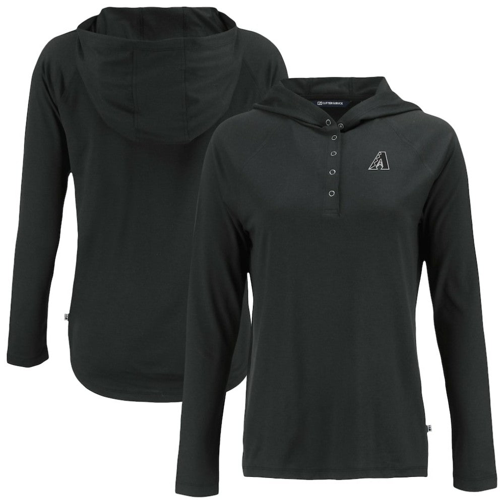 Black Arizona Diamondbacks Cutter & Buck Women's Coastline Epic Comfort Eco Recycled Raglan Long Sleeve Hoodie T-Shirt