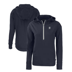 Navy Detroit Tigers Cutter & Buck Women's Daybreak Eco Recycled Half-Zip Hoodie