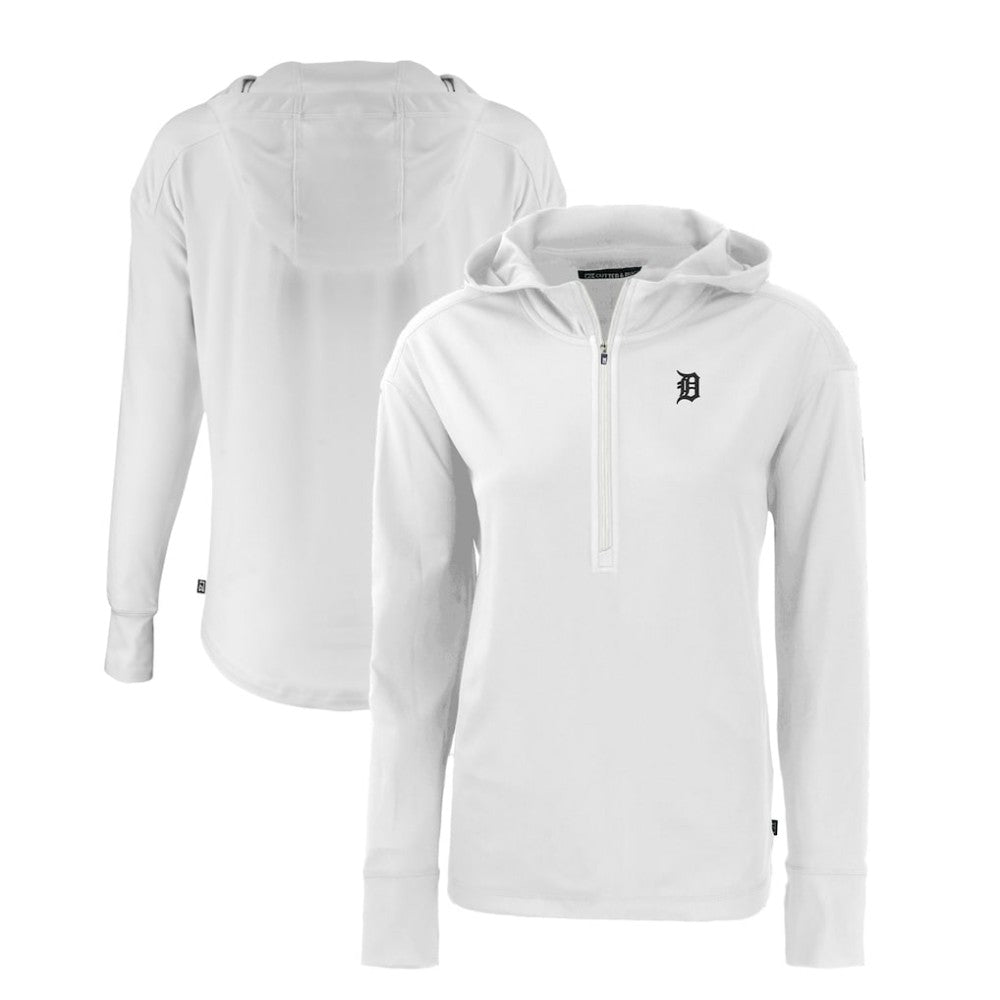 White Detroit Tigers Cutter & Buck Women's Daybreak Eco Recycled Half-Zip Hoodie