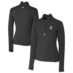 Black Minnesota Twins Cutter & Buck Women's Traverse Stretch Quarter-Zip Pullover Top