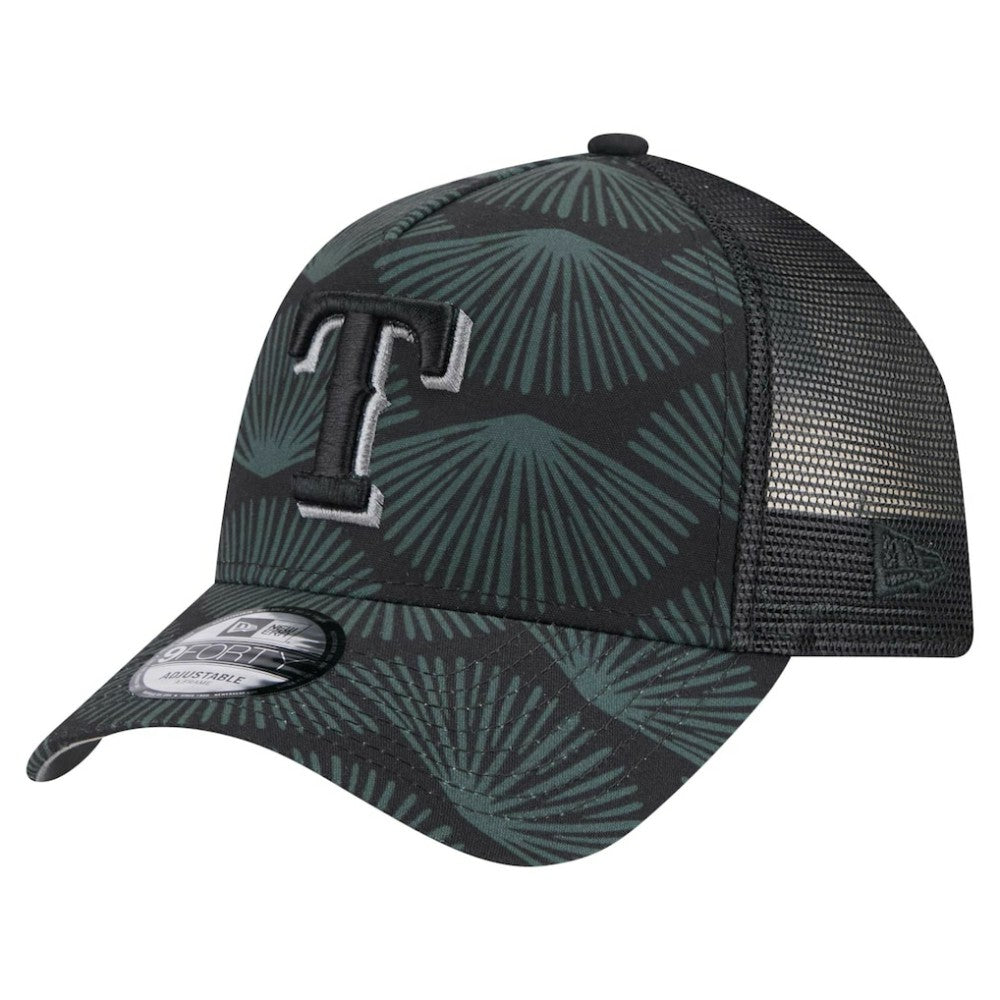 Black Texas Rangers New Era 9FORTY A-Frame Trucker Adjustable Hat