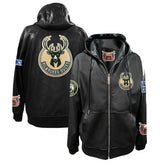 Milwaukee Bucks Jeff Hamilton Vegan Leather Full-Zip Hoodie